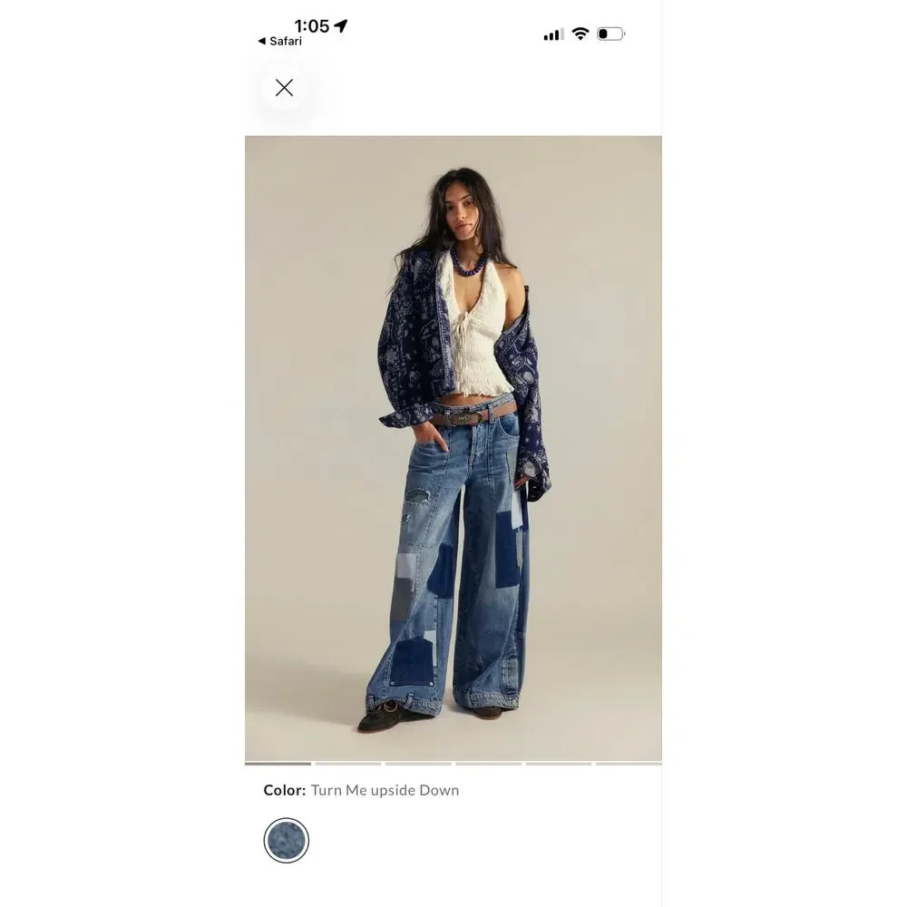 Free People We The Free Head Over Heels Jeans Patchwork 27 New